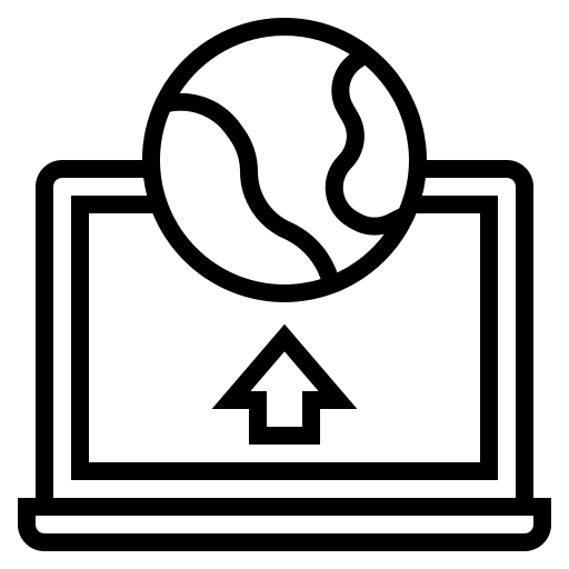 Icon showing a computer on top of a cloud as representation of cloud-based applications