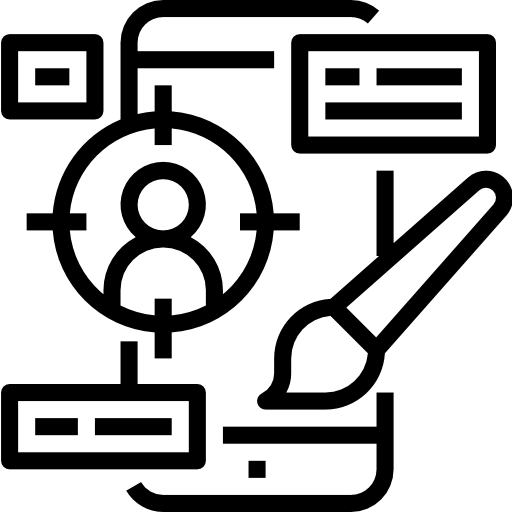 Icon showing a product and its progress steps as representation of product development